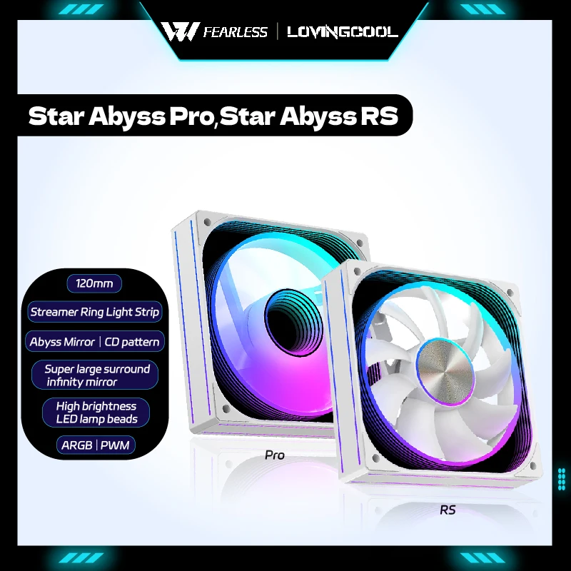 LOVINGCOOL Star Abyss RS Pro PC Fan 120MM ARGB PWM Temperature Control Super Large Surround Infinity Mirror Computer Case Fan