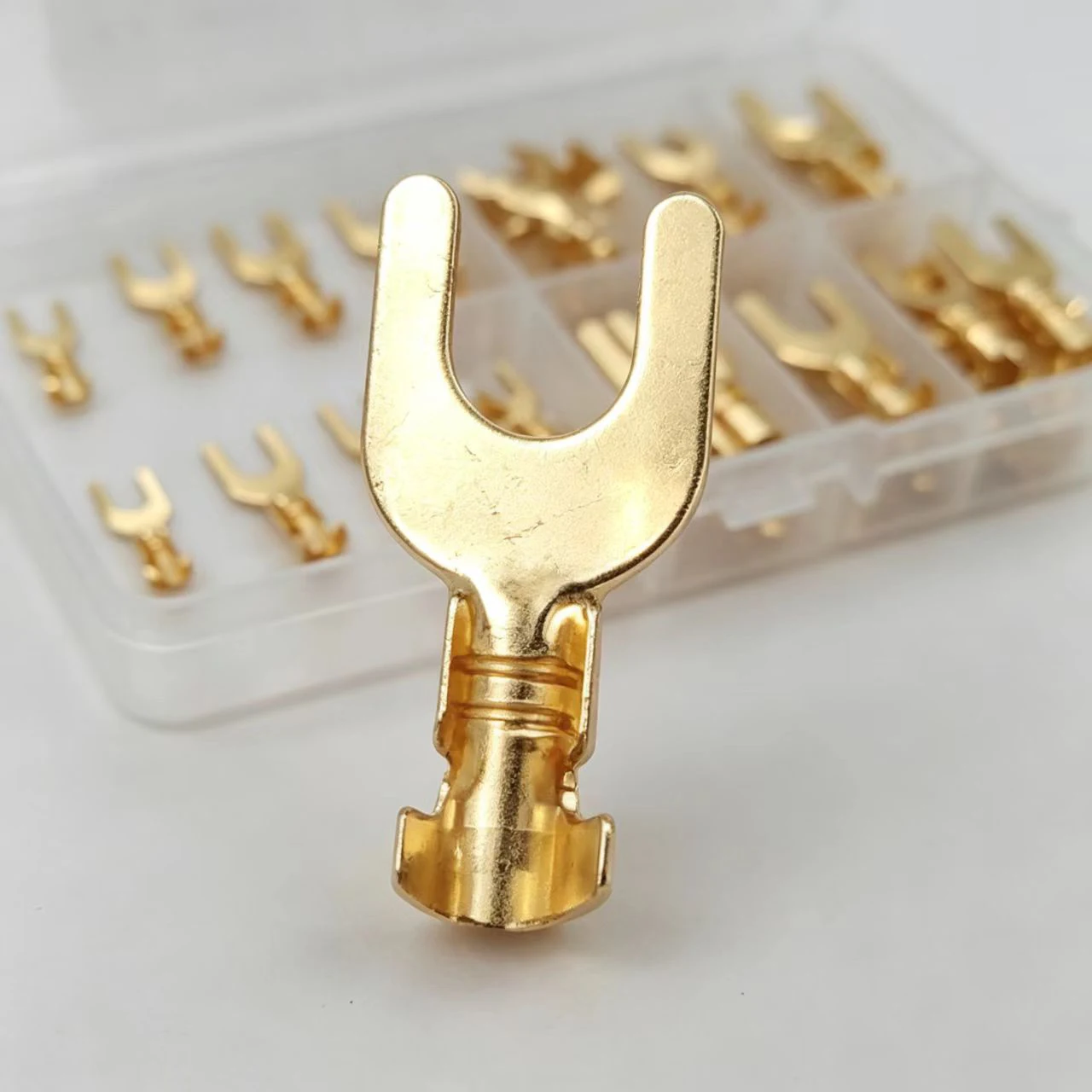 Brass UT Fork Spade Lug Terminal Assortment Kit Y Type Bare Crimp Wire Terminal Ground Copper Ear Copper Nose M3.2 4.2 5.2 6.2 8