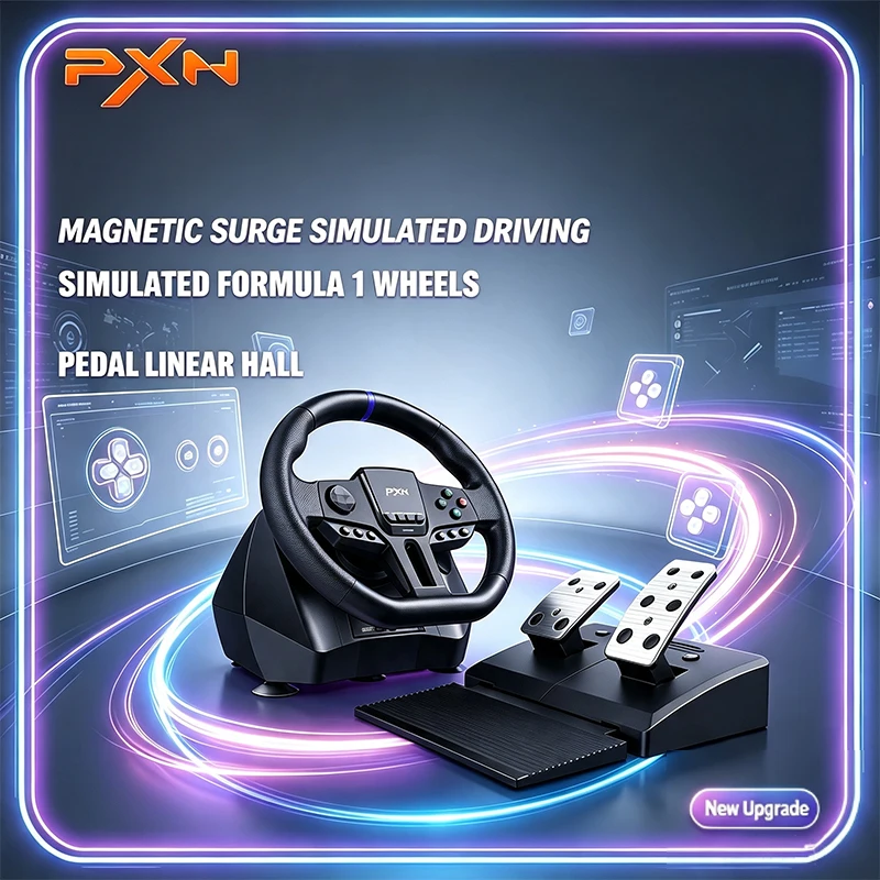 PXN V900 Gen2 Truck Simulator Wheel, Linear Hall Pedals, Multi-Platform, High Sensitivity, Custom Steering, Ergonomic Shifter