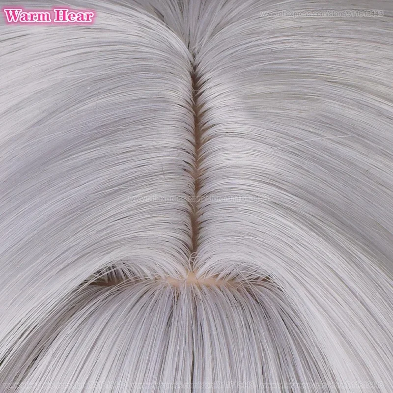 d;4'v\6.h/FF14 Themis Synthetic Long 52cm Silver Grey Cosplay Anime Wig Heat Resistant Hair Halloween Part6;j'3\s,9'b/ view 6