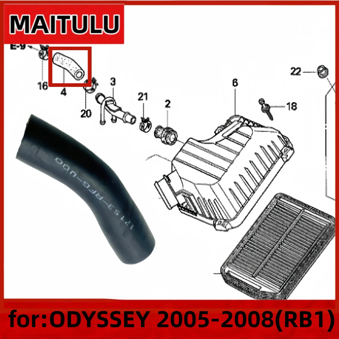 

Cleaner Case Grommet Breather Pipe Connector for Honda 2005 2006 2007 2008 Odyssey RB1 OEM:17153-RFG-W00