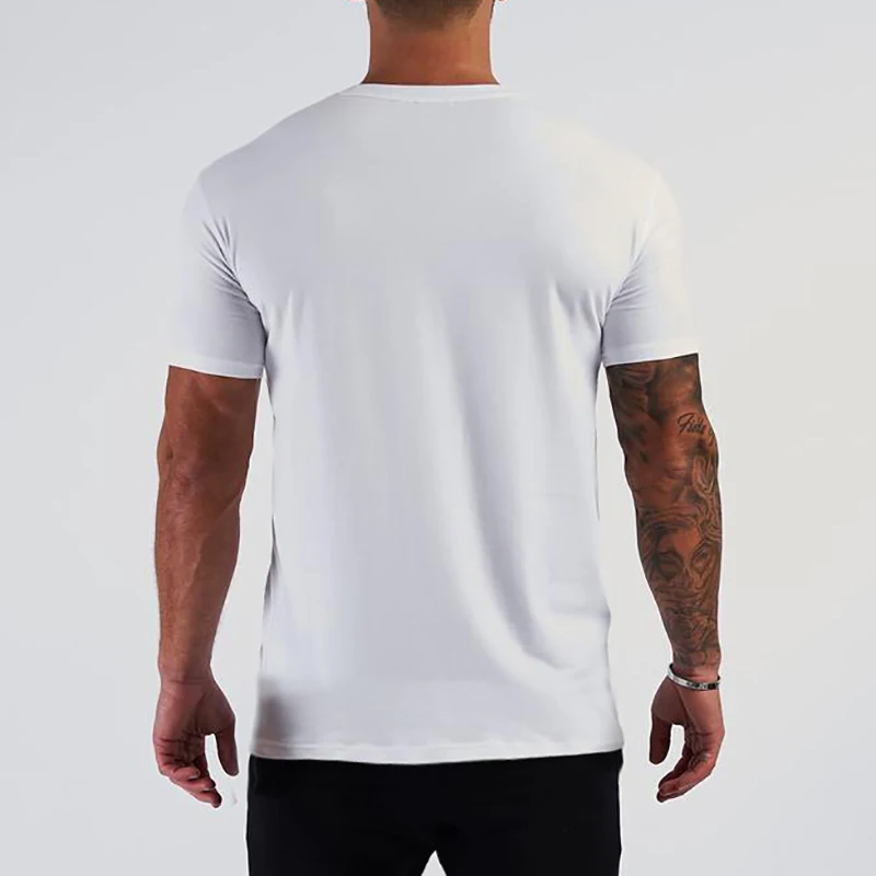 2022 Mens Clothing New Fashion V neck Short Sleeve T Shirt Men Slim Fit T-shirt Men cotton Casual Summer Gym Fitness Tee shirt