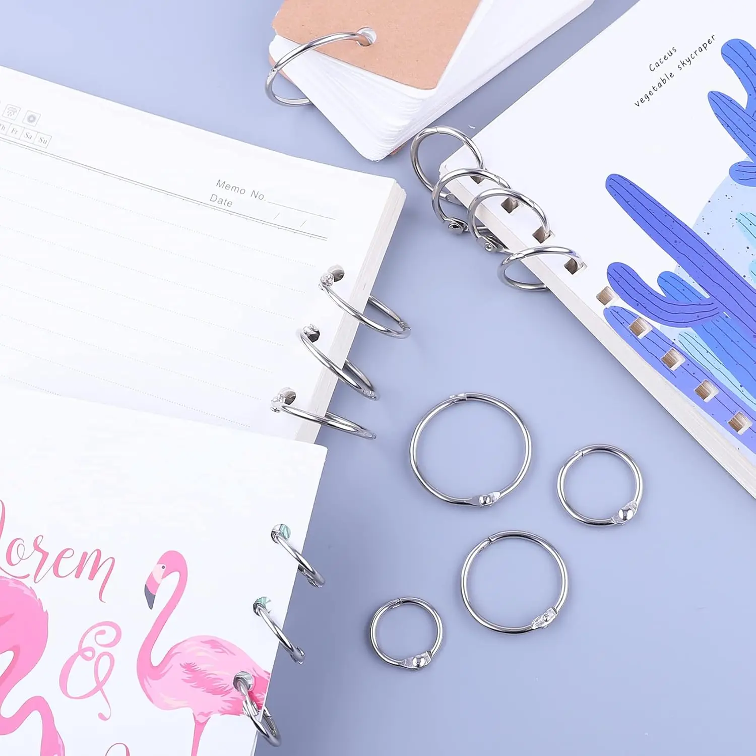 50 Pcs Silver Metal Binder Rings Loose Leaf Office Book Index Card Keychain Key Rings for School Home Office Organization image 5