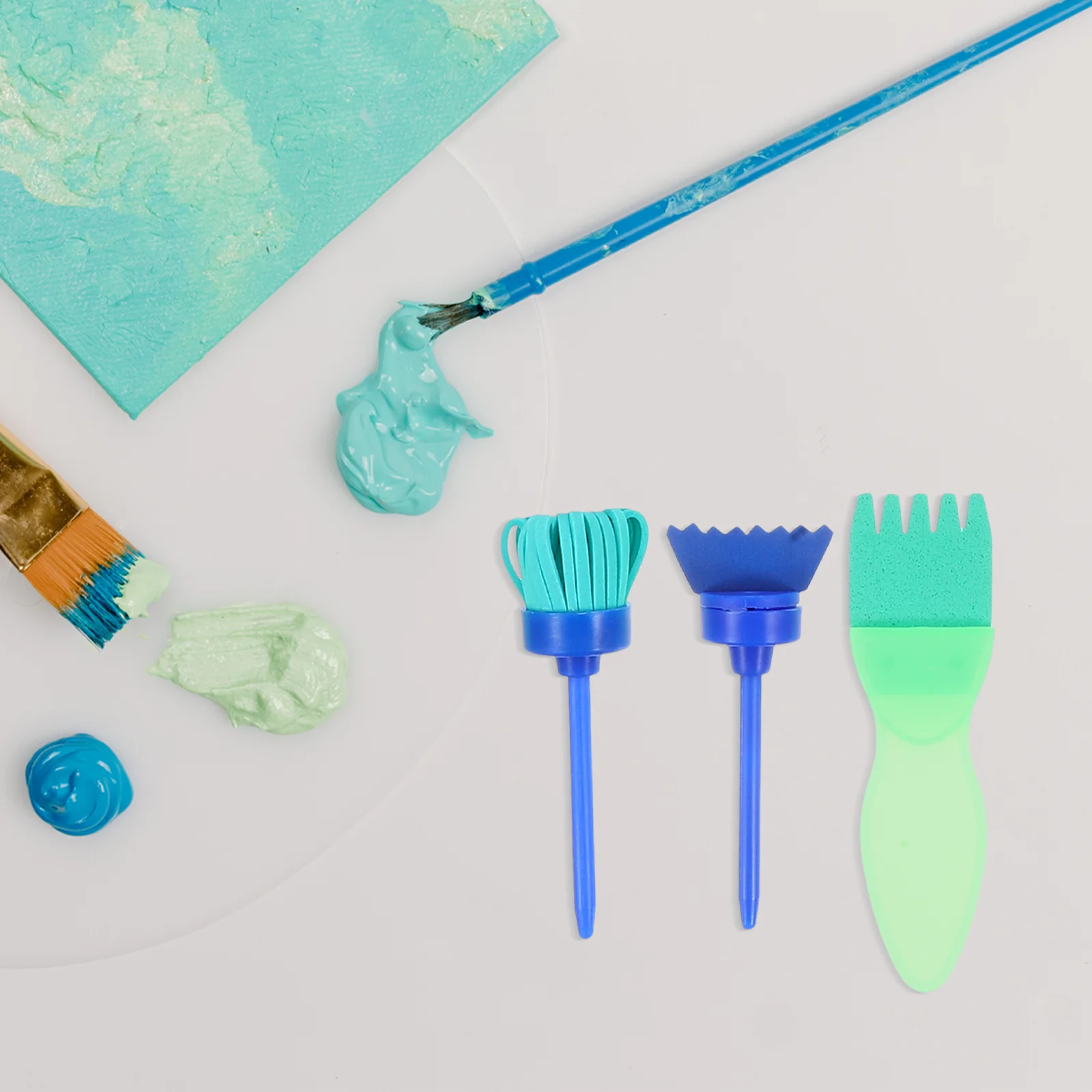 

12Pcs Kids Sponge Painting Roller Set Soft Washable Sponge Brushes Early Educational Paint Drawing Tools for Home School