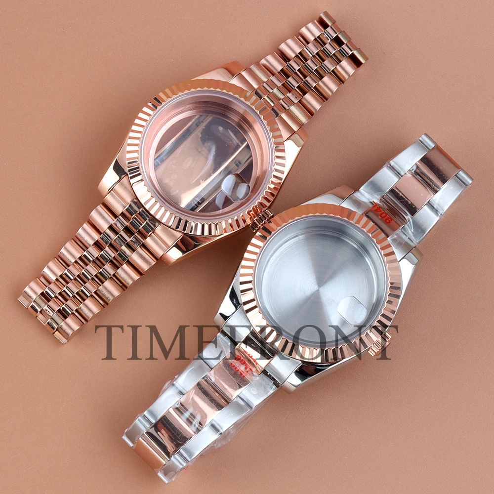 

Rose Gold 36/39mm Nh35 Watch Case For DATEJUST Seiko NH35 NH36 Movement 28.5mm Dial Waterproof 316L Steel Jubilee/Oyster Strap