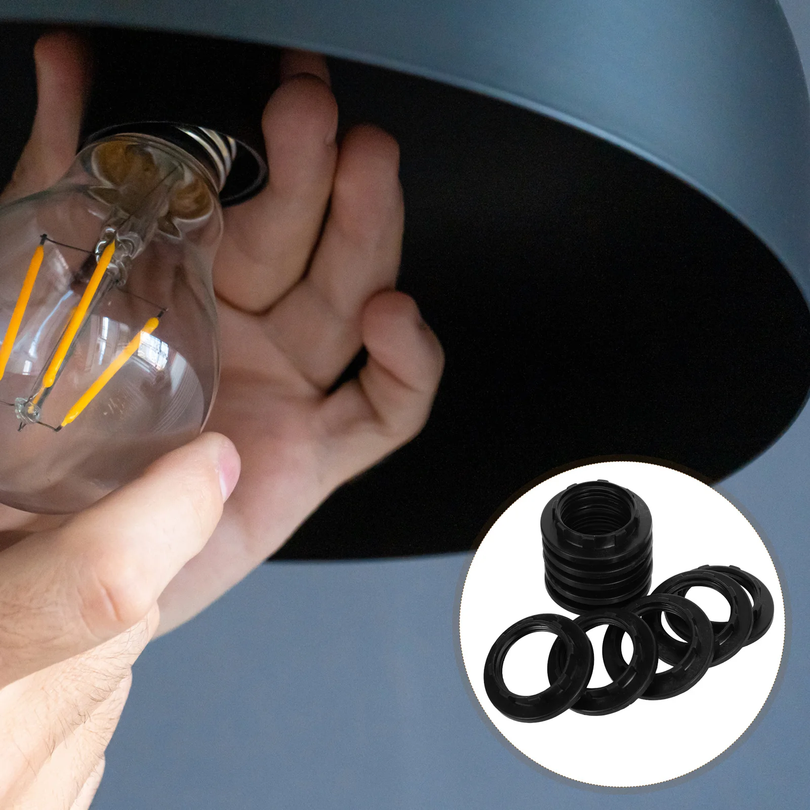 

10Pcs E14 Lamp Holder Socket Rings Plastic Threaded Collar Adapter for Lighting Fixtures Lamp Shade Replacement High-Temperature
