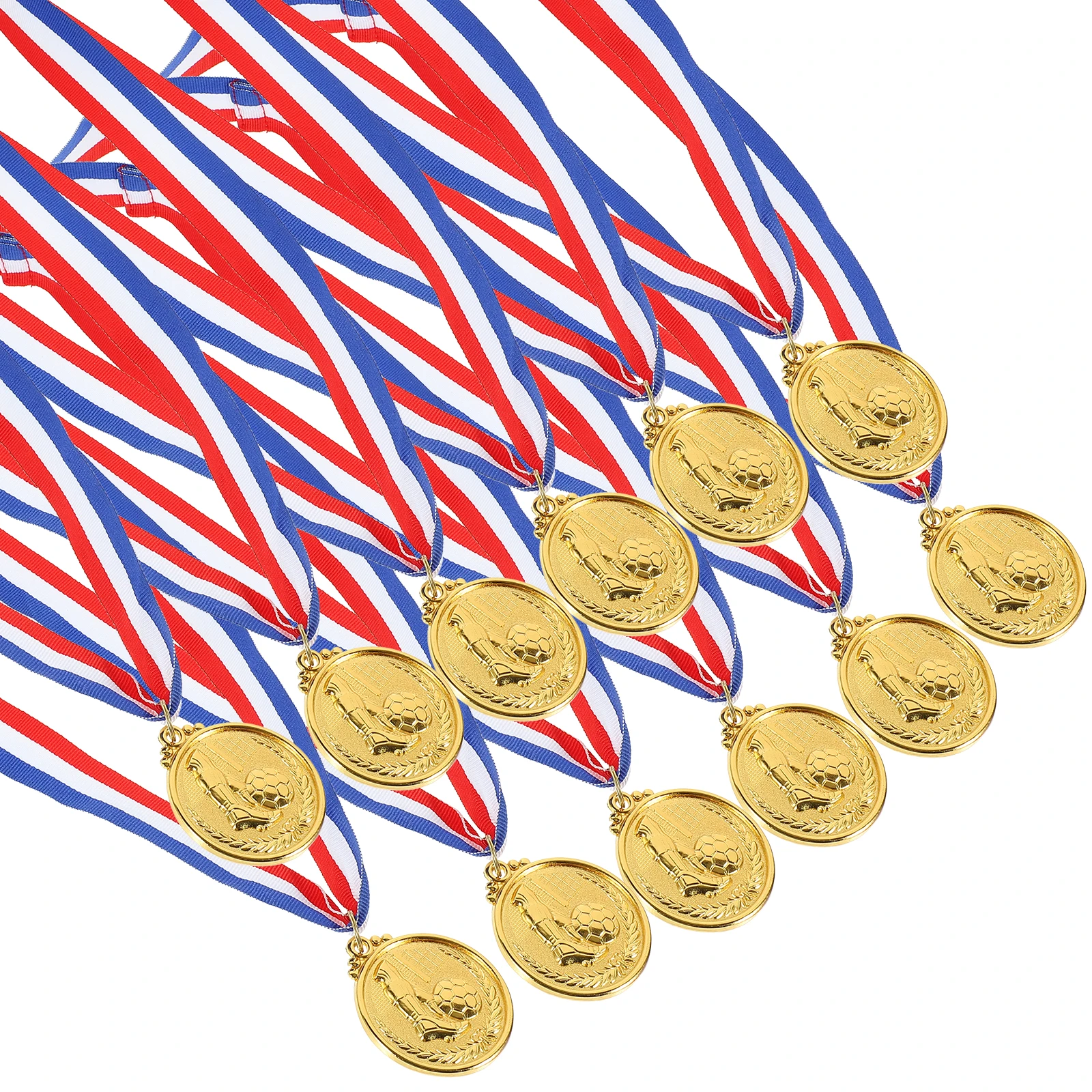 

12pcs Soccer Medals 5cm Gold Metal Awards for Students Kids Sports Team Smooth Edges Durable Zinc Alloy Lightweight Honor Gifts