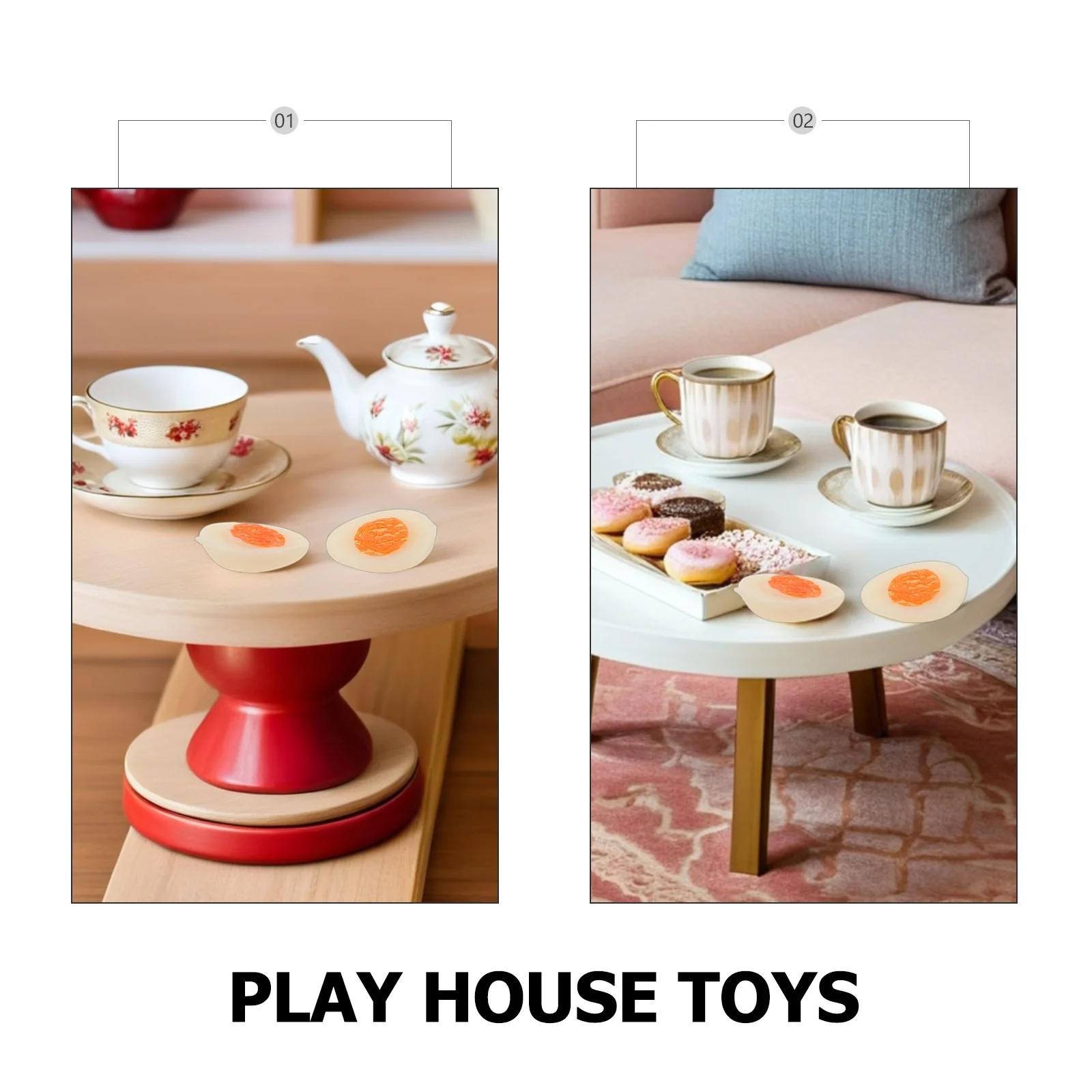 30pcs Realistic Fake Food Miniature Boiled For Kids Pretend Play Kitchen Dollhouse Decor Montessori Style Learning Set Faux