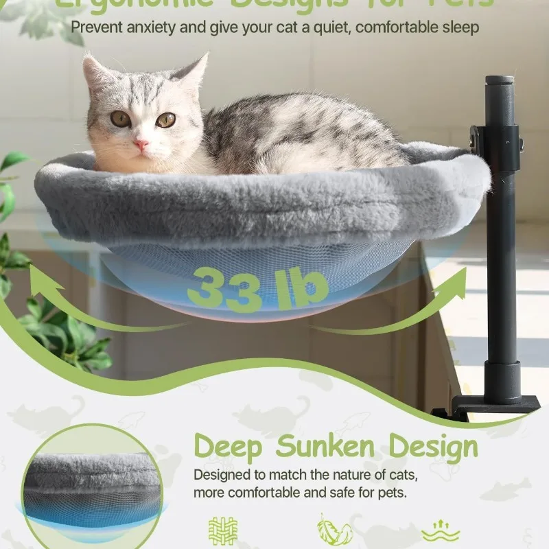 Luxury pet furniture Sturdy cat desk bed hammock with washable soft plush pad for indoor cats