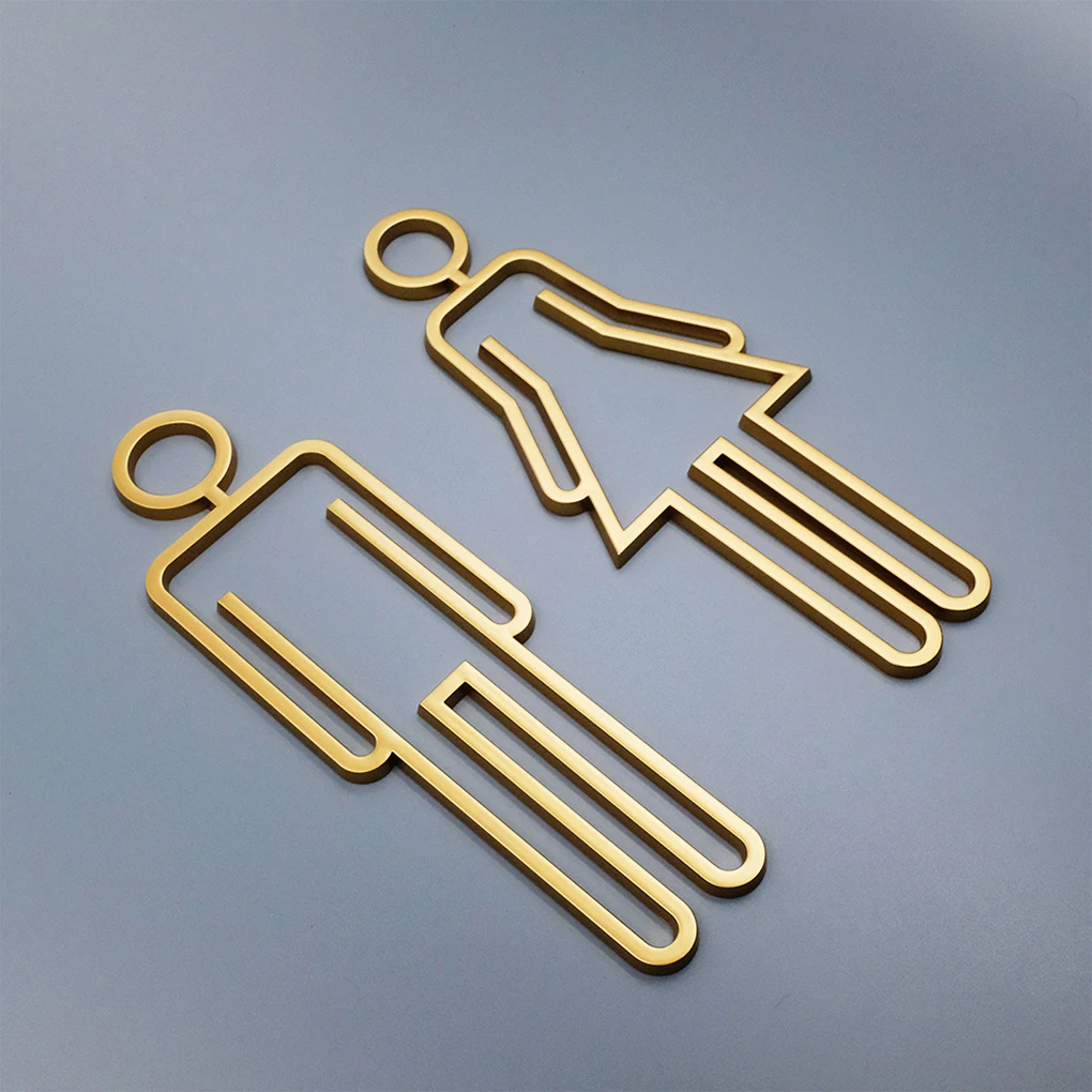 

Простая в использовании клейкая вывеска для ванной комнаты - видимый акриловый символ двери унитаза, прочный знак для унитаза из АБС-пластика, дверной знак для A-стиля, черный