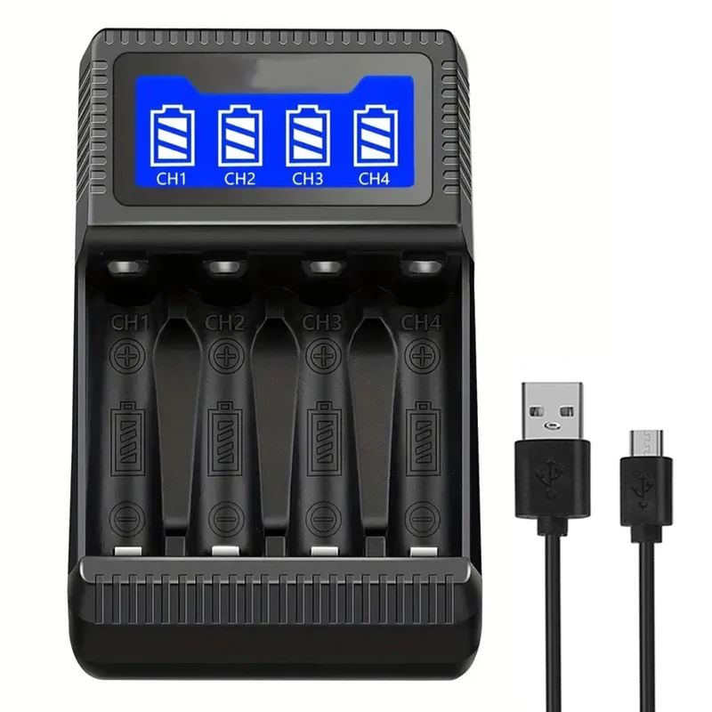 Smart battery charger, fast charging, with LCD light, compatible with 1.48V AA AAA batteries