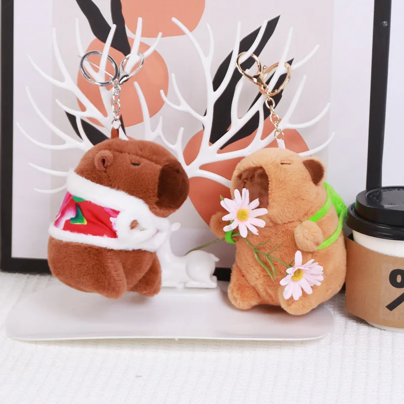 Kawaii Capybara Plush Keychain Cute Animal Stuffed Doll Backpack Pendant Soft Plush Toy Decor Gift For Girls Kids view 2