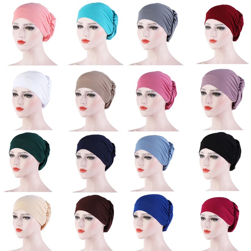 Modal Undercap Plain Soft Stretchy Under Cap Hijab Bonnet Muslim Women Full Cover Inner Hijabs Turban Islam Underscarf