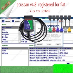 2026 for Fiat Multi Ecuscan Diagnostic V5.2 Registered Unlimited Multi Ecu for Alfa Romeo Can Work with ELM327 nitro