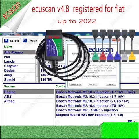 2025 für Fiat Multi Ecuscan Diagnostic V5.2 Registered Unlimited Multi Ecu für Alfa Romeo, kann mit ELM327 funktionieren