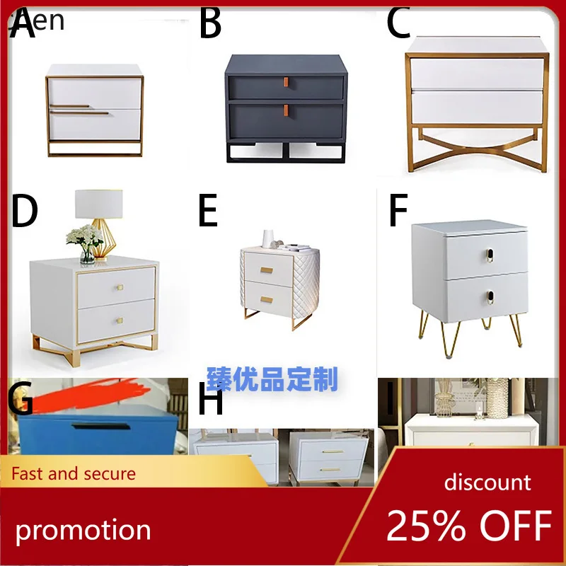HT Simple Modern Rock Slab Bedside Table Small Bedroom No-Installation Internet Celebrity High-End  Bedside Storage Cabinet