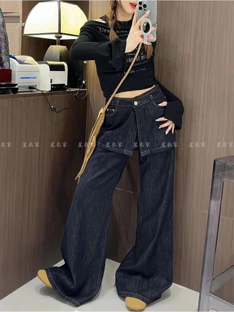 

Women's Blue Y2k Baggy Jeans Harajuku Streetwear Japanese 2000s Style Oversize Denim Trousers Vintage Jean Pants Trashy Clothes
