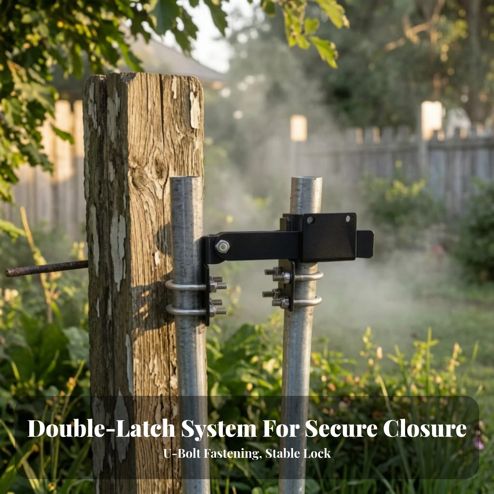 Chain Link Fence Gate Latch Horizontal Adjustable Chain Link Residential Strong Arm Double Gate Latch Secure Outdoor view 2