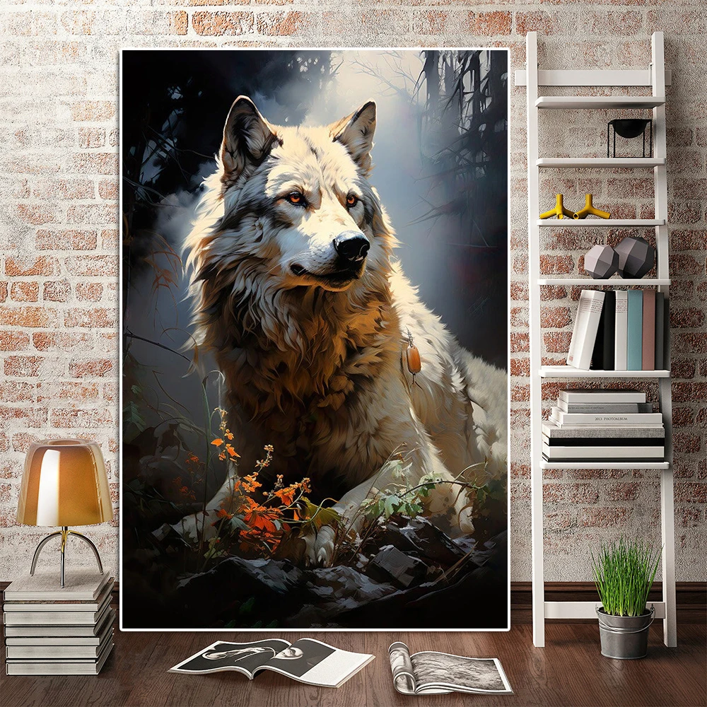 

Abstract Wolf Watercolor Poster Print Colorful Animal Graffiti Canvas Painting Office Wall Art Mural Living Bedroom Home Decor