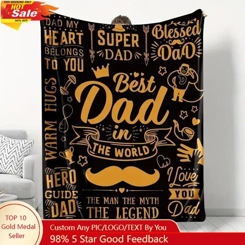 

Letter Pattemn Blanket Gift for Dad, 1/2 CountsSoft Throw Blanket Warm Cozy Blanket forOffice Car Bed Home Custom blankets