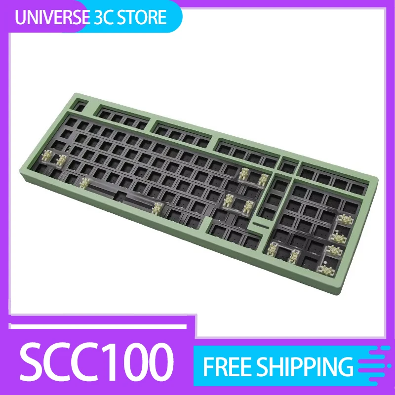 SCC100 Mechanical Keyboard Kit Wireless Tri-mode Gasket Hot-Swap RGB Quick Release Custom 98% Aluminum Office Gaming Keyboard