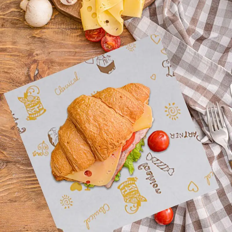 Oil-Proof Paper For Wrapping Sandwich Packaging Burger Wrapping Sandwich Packaging Burger Bread Fried Food Fryer Oilpaper Baking