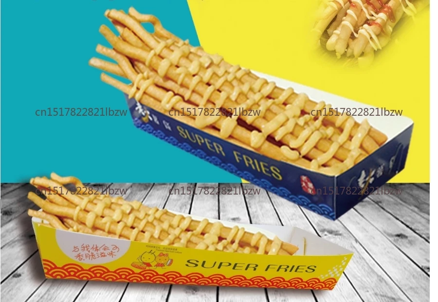 100pcs/lot Custom Snack Paper Box for French Fries/Square Paper Box/Disposable Paper Box for TaiWan Super Long 30mm French Fries