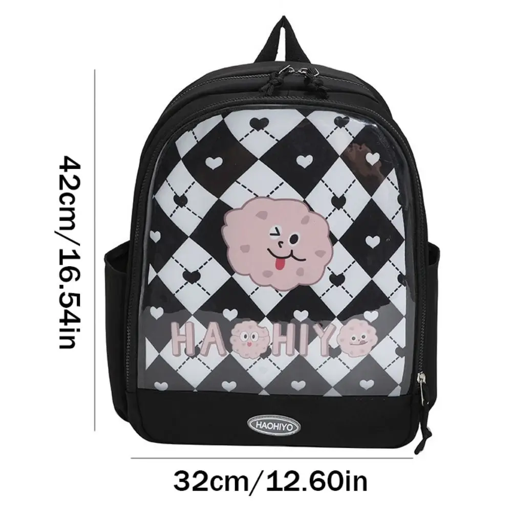 Mochila de exibição de boneca de grande capacidade, saco de escola de nylon transparente, bonito ao ar livre, estilo coreano