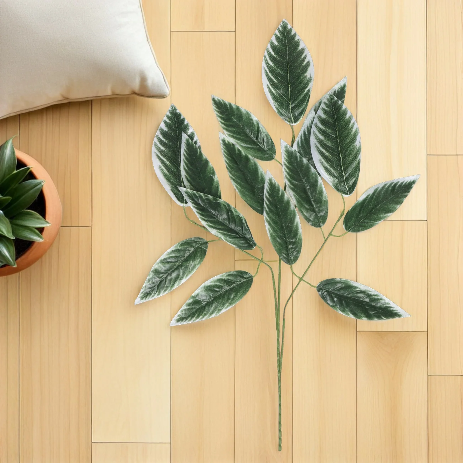 

12pcs Artificial Green Leaf Branchesrealistic Faux Plants Stems For Wedding Centerpieces Home Decor Vase Fillers Table Greenery