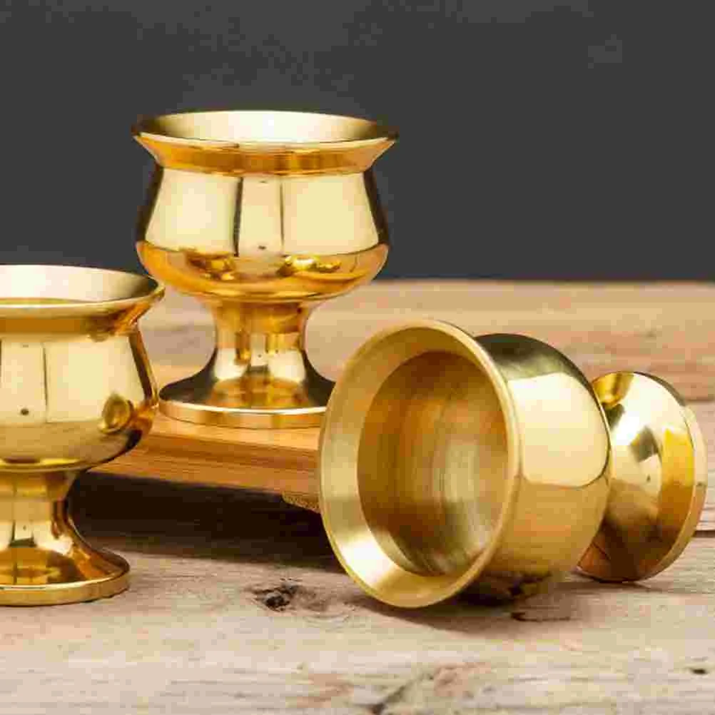 Crystal Brass Teacup Tealight Holder Ritual Offering Altar Water Bowl Hall Supply