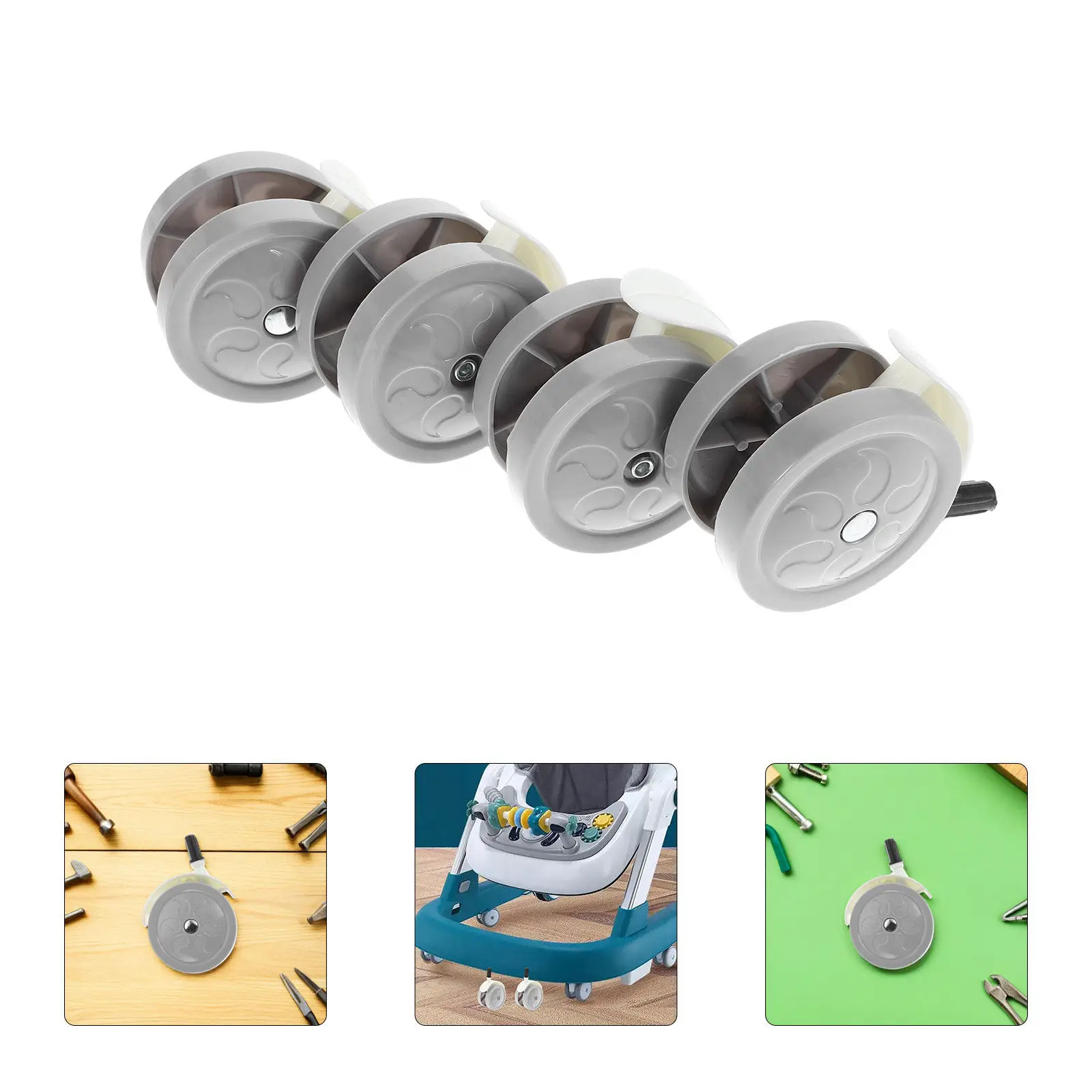 

4Pcs Baby Walker Replacement Wheels Casters 3.81x2.75 Easy Install Universal Stroller Accessories Noise Reduction