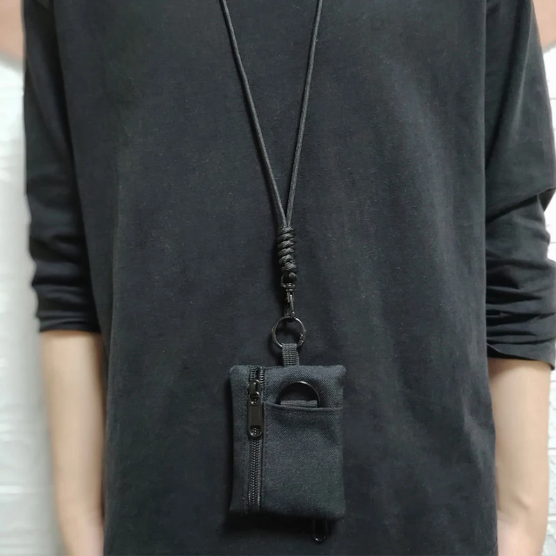 Mini Casual Halsband-Münzbörse Kartenhalter Reißverschlusstasche für Männer und Frauen Schlüsseltasche Kleine Tasche Kopfhörerhülle mit Lanyard – Detail 3