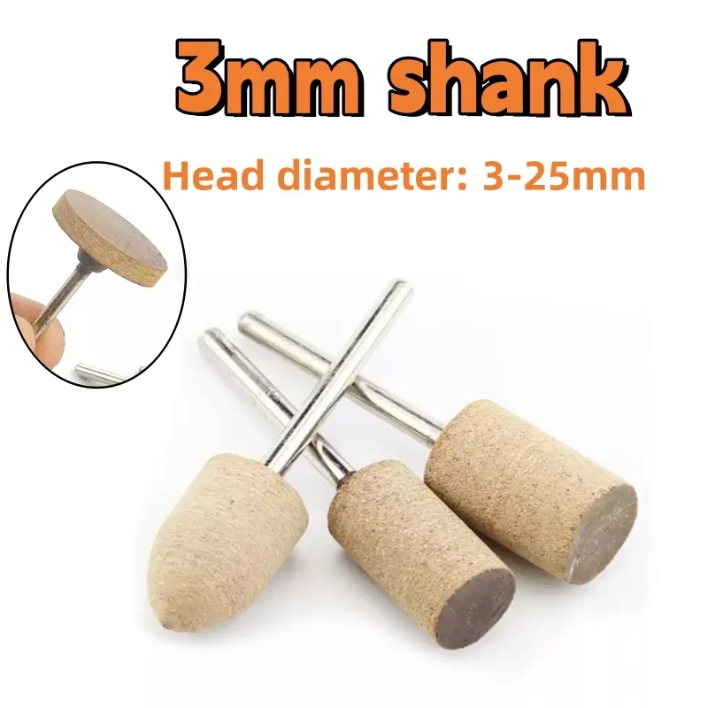 Leather Grinding Head 3mm Shank Polishing Buffing Brush Wheel for Dremel Rotary Tools Rust Removal Deburring Polishing