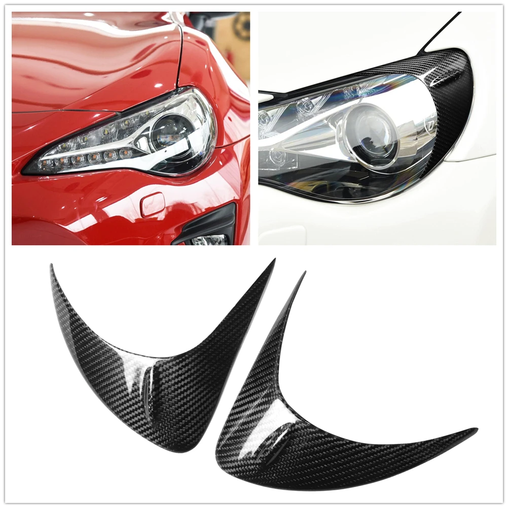 

2PCS Carbon Fiber Front Headlight Eyelid Cover Sticker Eyebrow For Toyota 86 GT86 Scion FR-S Subaru BR-Z 2012-2019