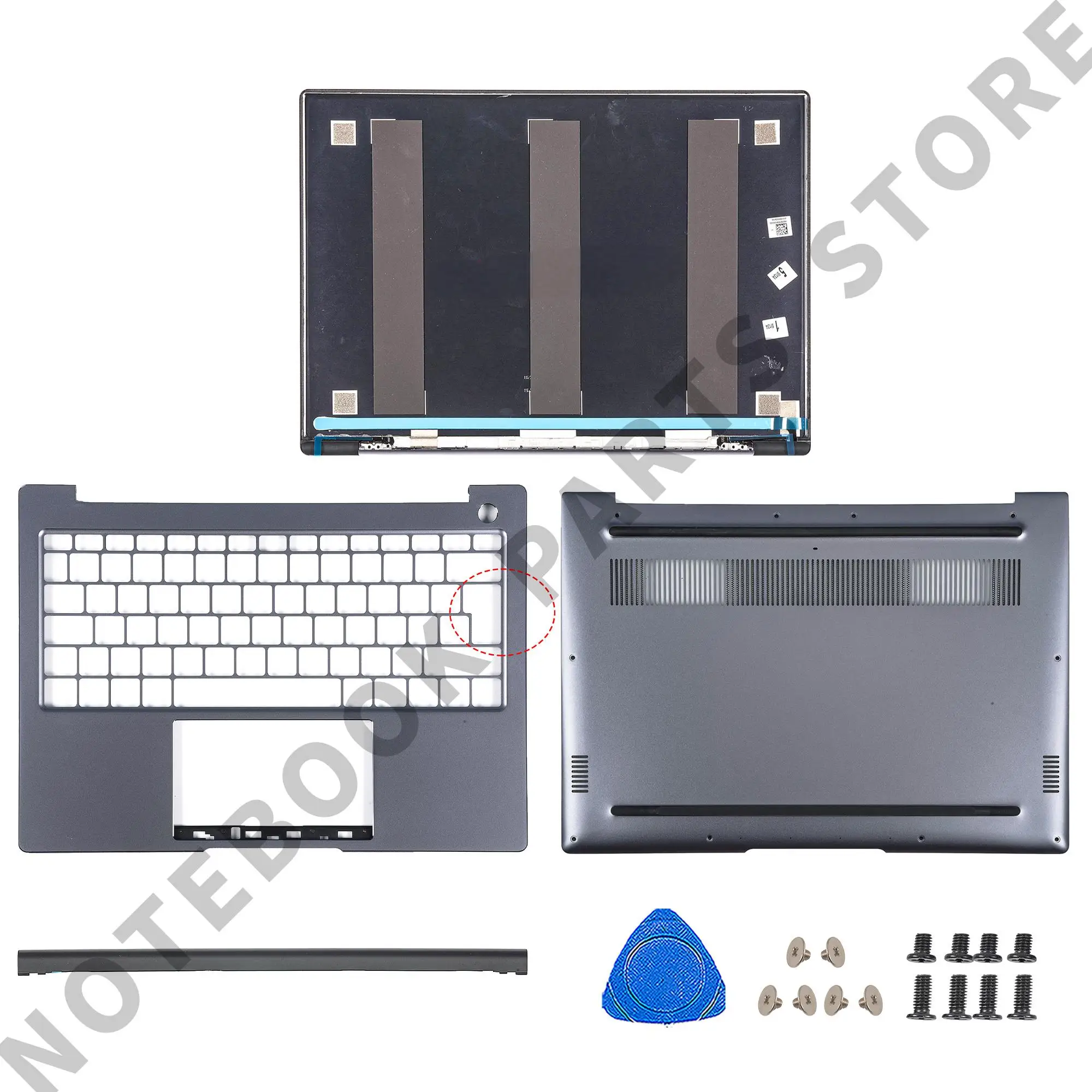 AZERTY Cases For MateBook 14 KLVL KLVL-WFE9 KLVL-WFH9 Back Cover Palmrest Bottom Case Notebook Parts Replace Space Gray