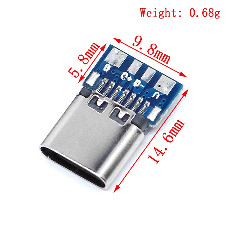 10PCS USB 3.1 Type-C Connector 12 24 Pins Female/Male Socket Receptacle Adapter to Solder Wire & Cable 24 Pins Support PCB Board