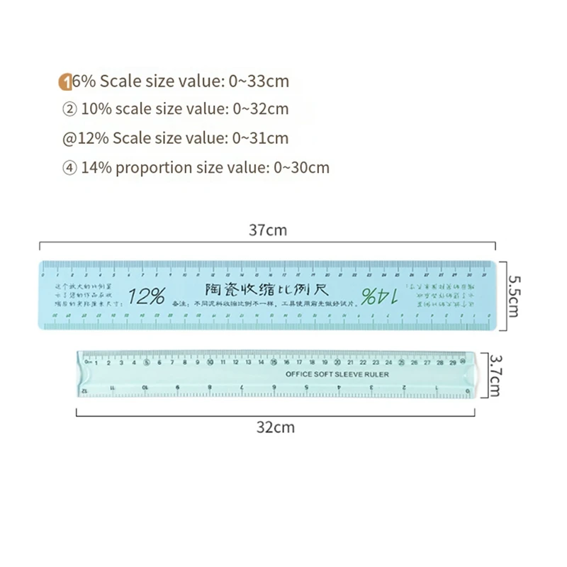 Набор керамических шкал для усадки, 2 шт., пластиковая мягкая линейка, зеркальная Керамическая форма, многофункциональный измеритель рисования, инструменты для керамики
