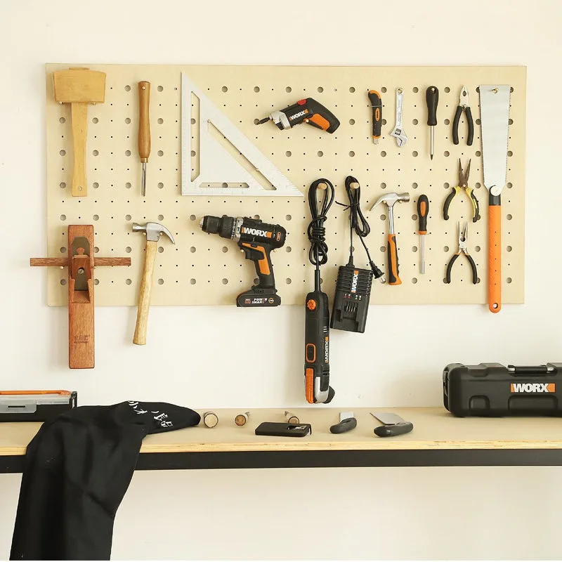 xiaomu-liangpin-hole-board-custom-tool-wall-hanging-board-woodworking-workshop-shelf-tool-storage-wooden-tool-rack
