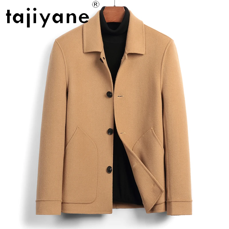 

Tajiyane 100% Wool Autumn Men's Short All Wool Handmade Double-sided Woolen Coat with Youth Collar and Fashionable Woolen Coat