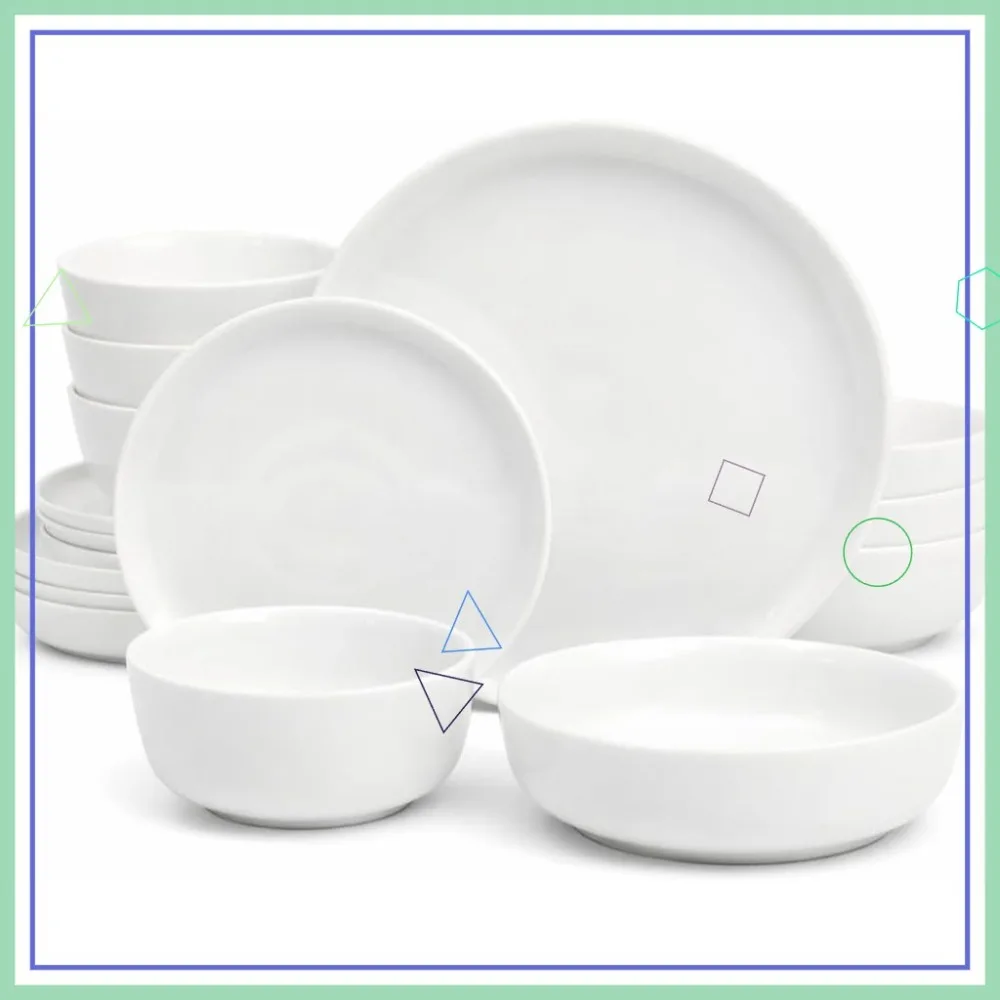 

Набор посуды Oslo из фарфора, устойчивый к царапинам и сколам, на 4 персоны (16 предметов), белый - подходит для микроволновой печи и посудомоечной машины