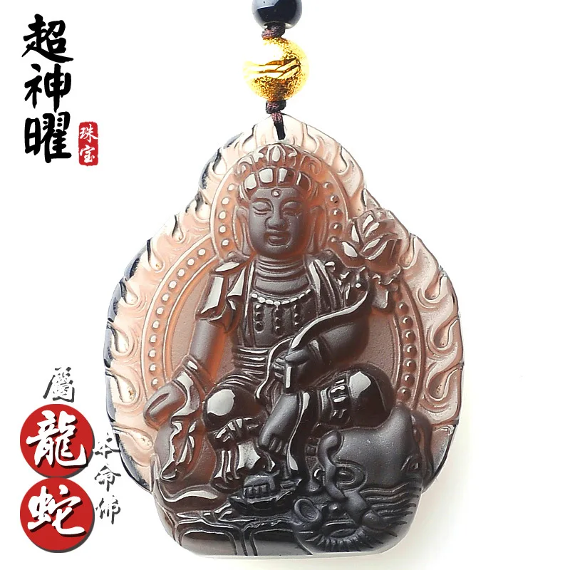 

Ожерелье из натурального ледяного обсидиана Super God, амулет Зодиакального Лошади, талисман удачи, Будда Восьми Божеств-Покровителей, ювелирное украшение