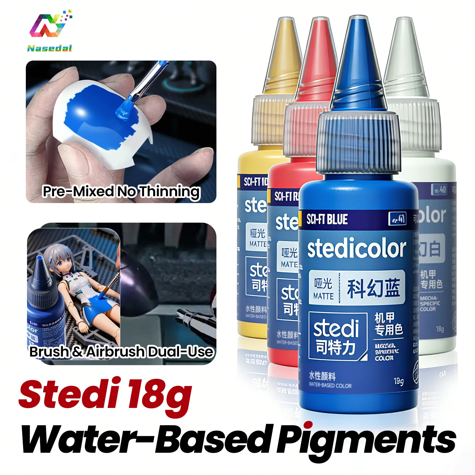 Stedi 18g Water-Based Pigments Mecha Dedicated Pre-Mixed Acrylic Painting for Gunpla Mecha GK DIY Military Model Painting Tools