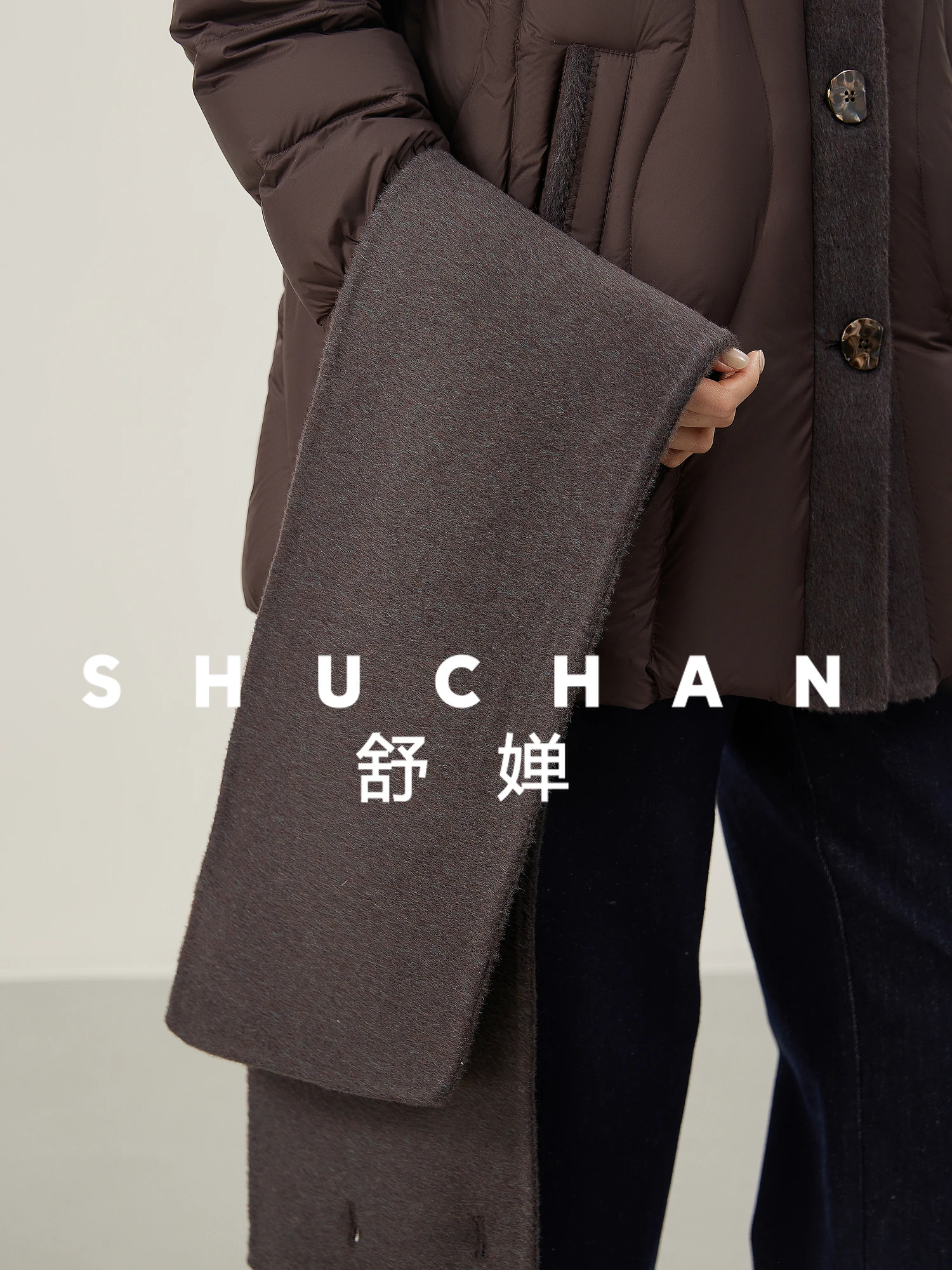 Elegante e ampio 90 piumino d'anatra bianco artistico trapuntato sciarpa di lana rimovibile piumino da donna Casacos De Inverno Feminino