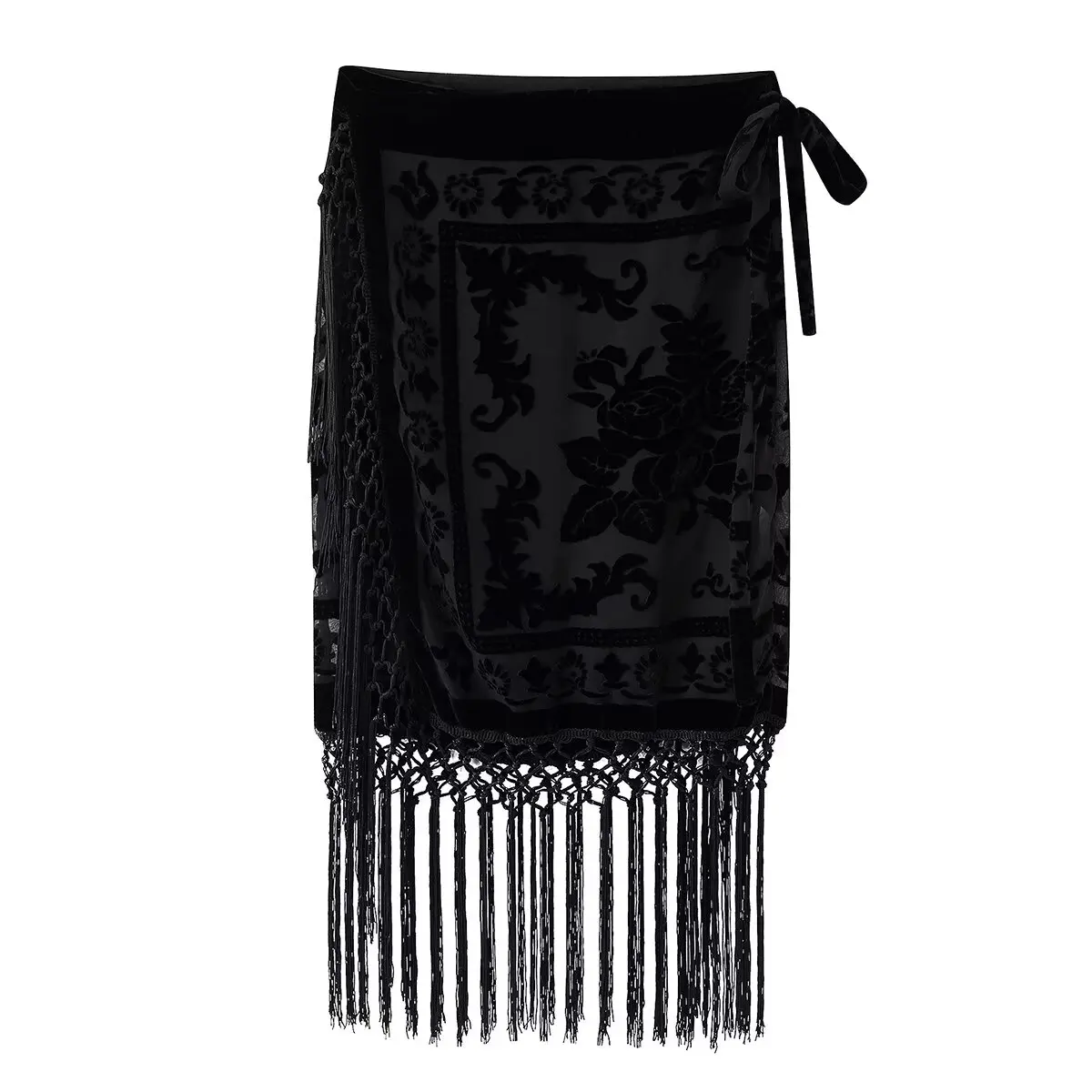 

WOMAN 2026 Summer New Fashion Lace-up tassel Midi Skirt Retro High Waist All-match Casual Female Skirts Mujer