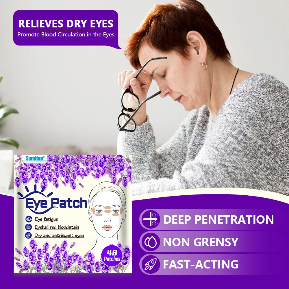 48/144/480Pcs Sumifun Lavender Eye Protection Patch Myopia Eyes Dry Fatigue Massage Sticker Good Vision Moisturizing Plaster