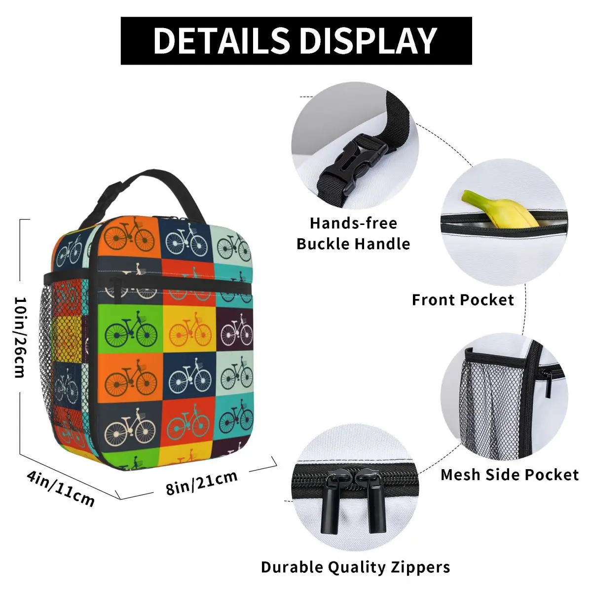 Bicicletta Retro Styled Bike Insulated Lunch Bags Food Box Portable Cooler Thermal Bento Box School