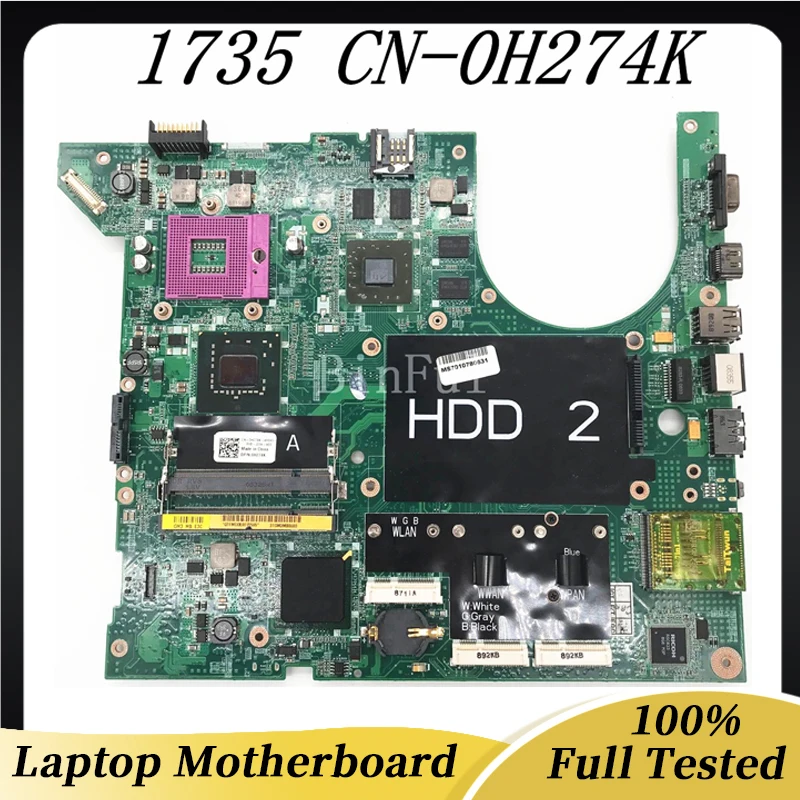 

CN-0H274K 0H274K H274K Free Shipping High Quality Mainboard For Dell 1735 Laptop Motherboard DDR3 100% Full Tested Working well