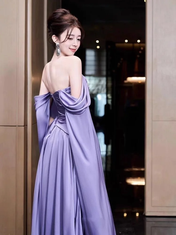 Hot sale No. 98 toast dress bride temperament banquet niche satin custom evening dress