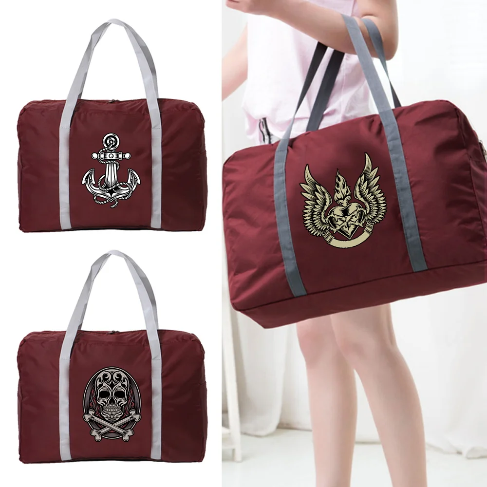 New Nylon Foldable Travel Bags Women Large Capacity Bag Luggage Unisex Handbags Skull Pattern Men Travel Bag Holiday Accessories