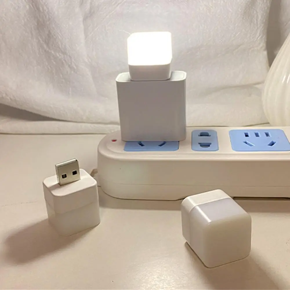 USB Small Night Light LED Eye Protection Square/round Reading Light Computer Mobile Power Charging Mini Table Lamp USB Plug